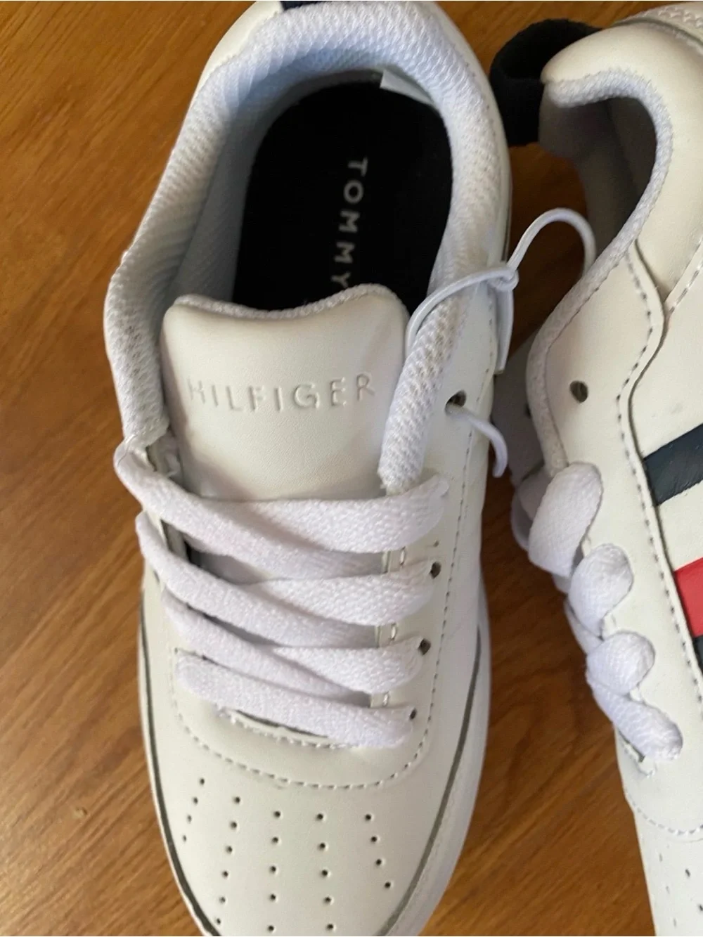 New boys Tommy Hilfiger Sz 13 White with Red & Navy Shoes
